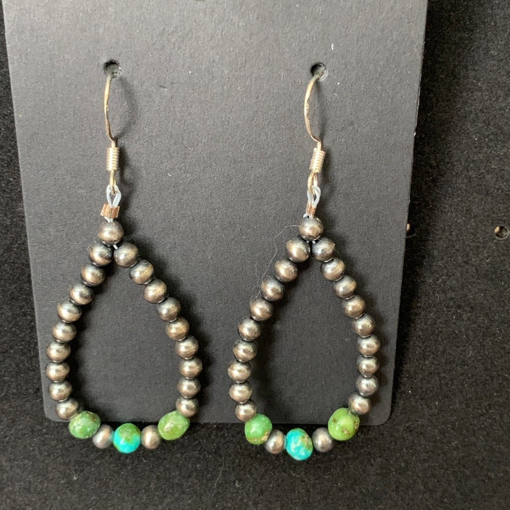 925 Sterling Silver Sonoran Gold Turquoise Desert Pearl Earrings Southwestern